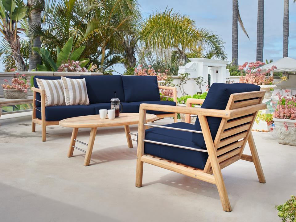 Aalto Wood Navy Metal Cushion Lounge Set