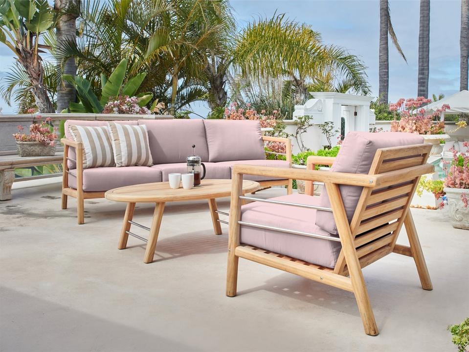 Aalto Wood Pink Metal Cushion Lounge Set