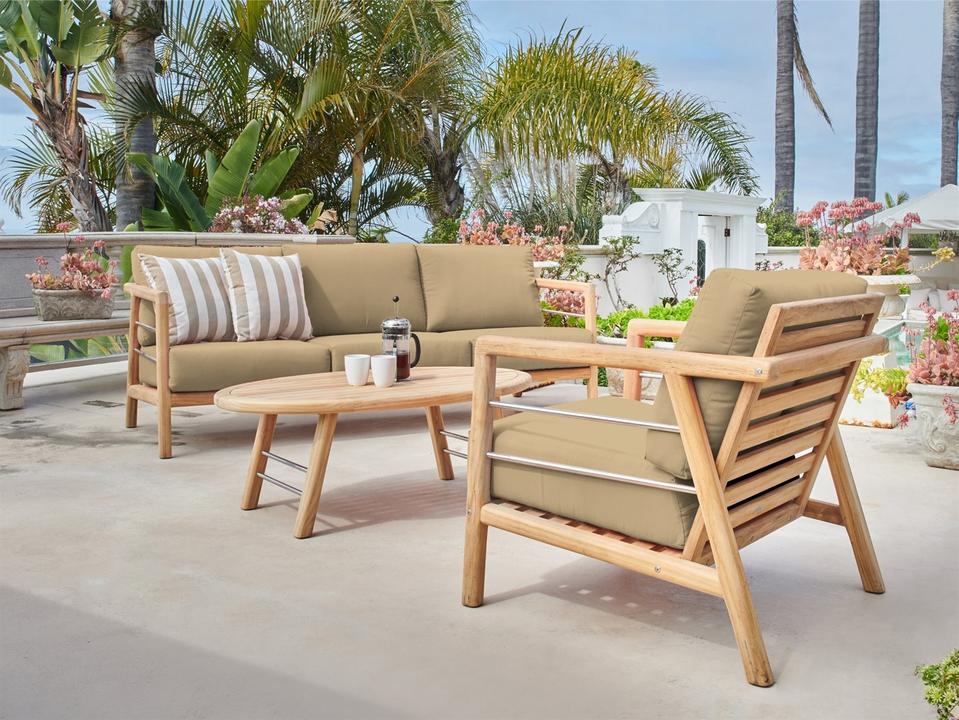 Aalto Wood Camel Metal Cushion Lounge Set