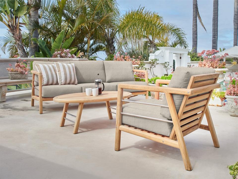 Aalto Wood Silver Metal Cushion Lounge Set
