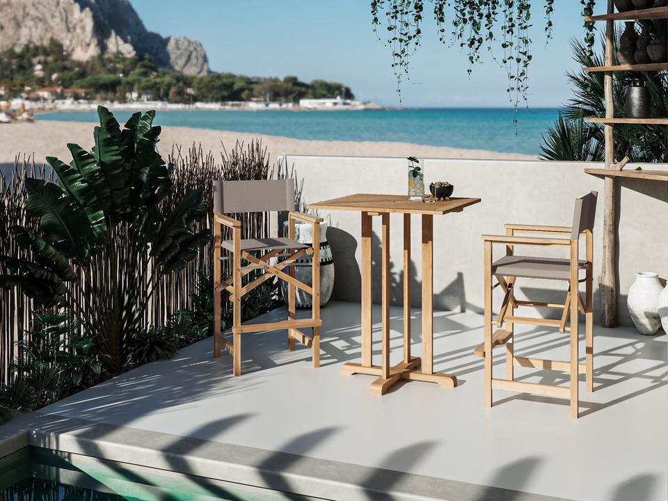 Director Wood Taupe Teak Dining Set