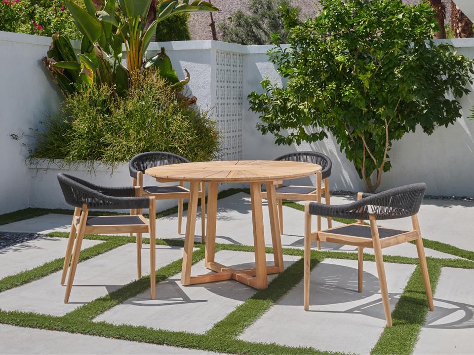 Cambria Wood Black Rope Dining Set