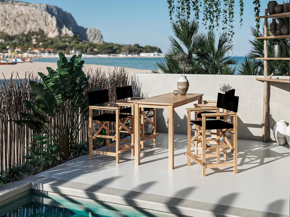 Director Wood Black Teak Dining Set