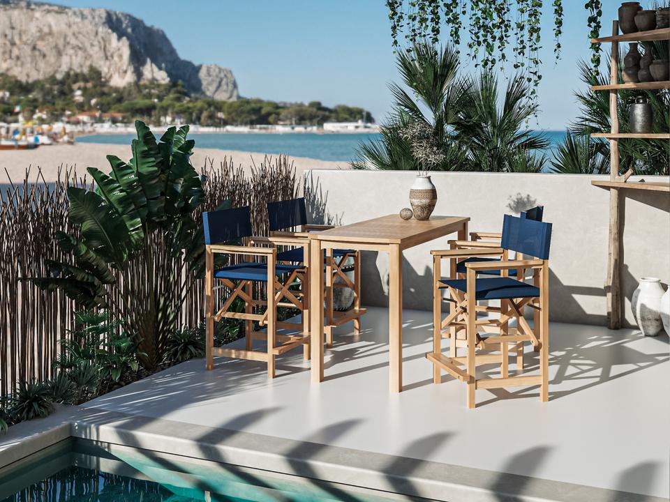 Director Wood Blue Teak Dining Set