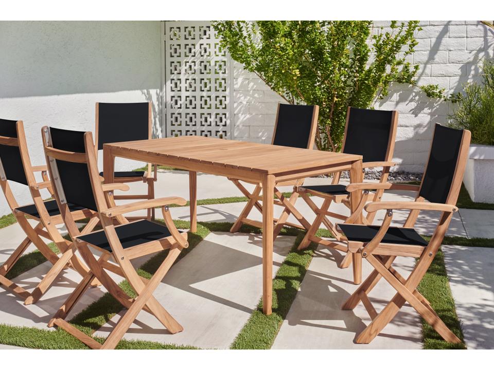 Del Ray Wood Black Teak Dining Set