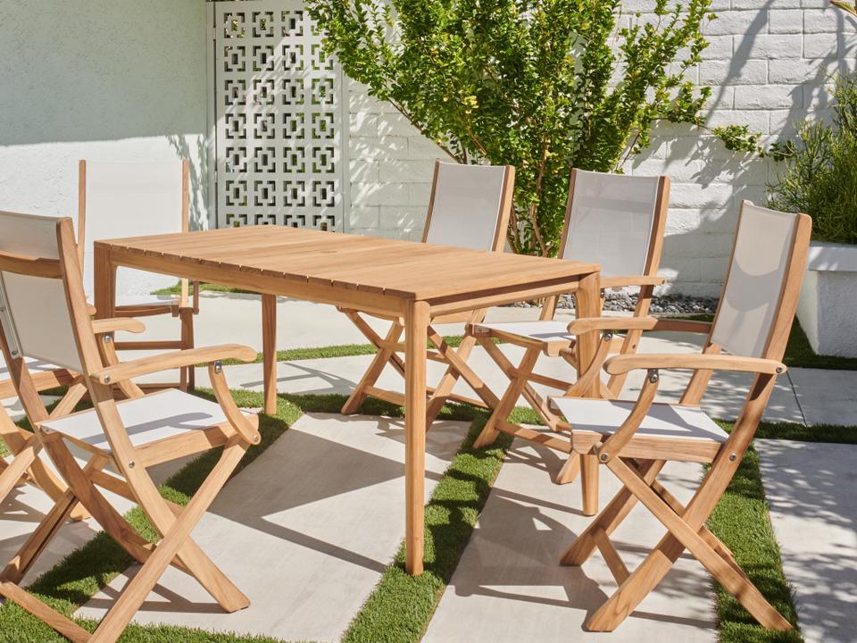 Del Ray Wood White Teak Dining Set