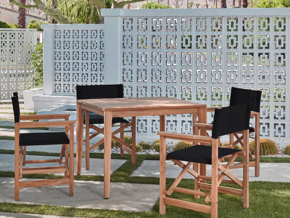 Del Ray Wood Black Teak Dining Set