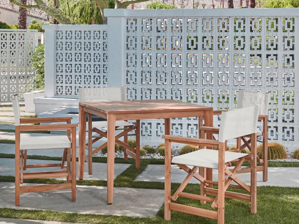 Del Ray Wood White Teak Dining Set