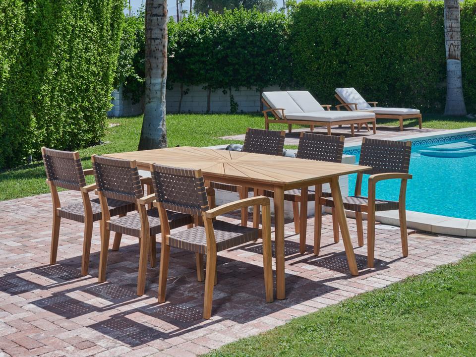 Cambria Wood Black Rope Dining Set