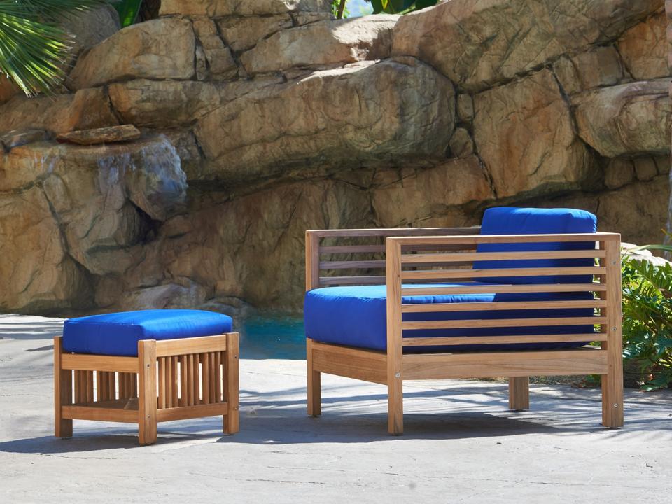 Soleil Wood True Blue Teak Cushion Lounge Set