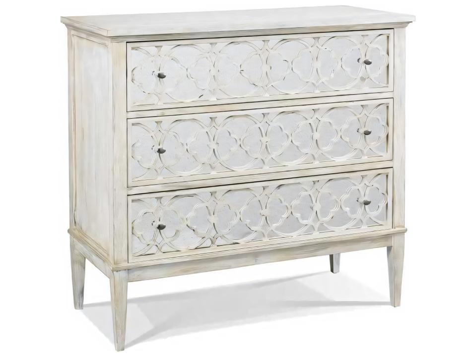 Classic Modern Maple Wood Accent Chest with Tracery Overlays