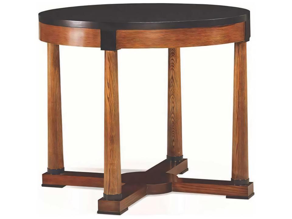 Journey The World Round Wood Charleston Foyer End Table in Walnut