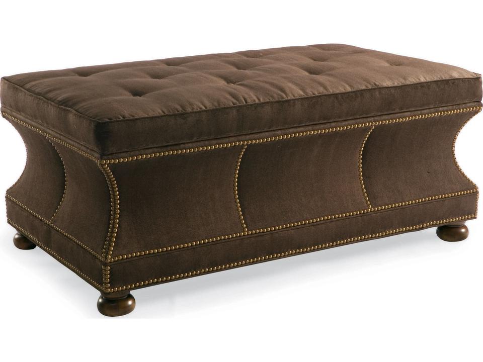 Custom Elements Upholstery Soho Brown Upholstered Storage Ottoman with Nailhead Trim