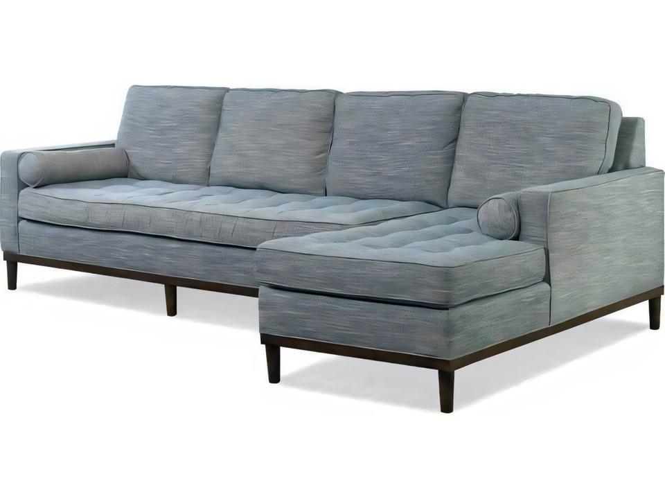 Charlotte 3-Seat Upholstered Sofa in Carob Brown Blue Fabric