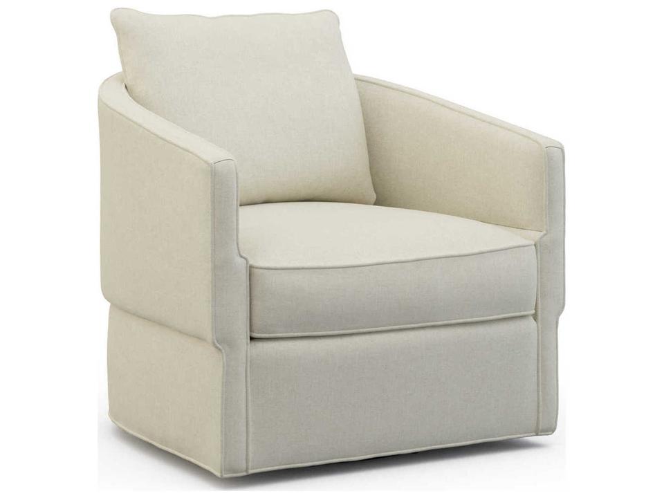 Custom Elements Upholstery Swivel Cream Fabric Accent Chair