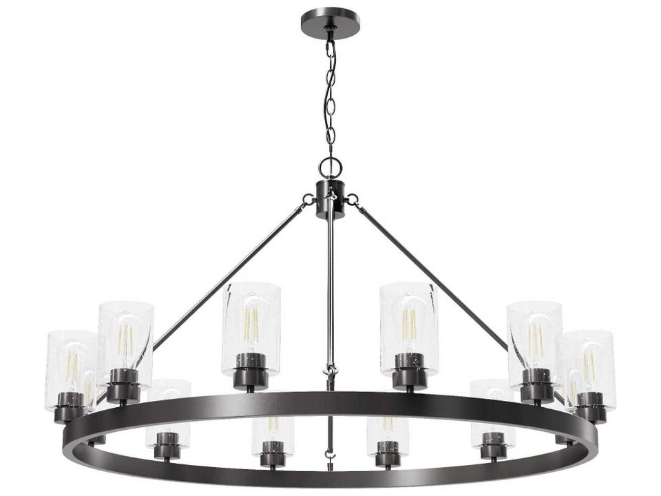 Hartland 12-Light Noble Bronze Black Cylinder Chandelier