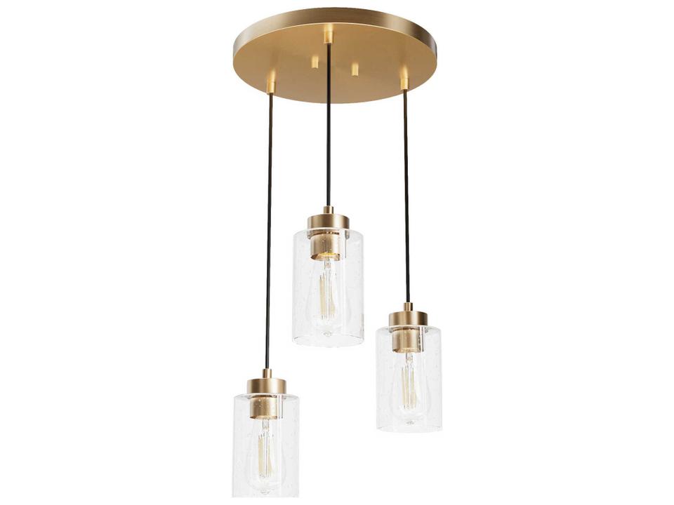 Hartland 3-Light Alturas Gold Brass Cylinder Pendant