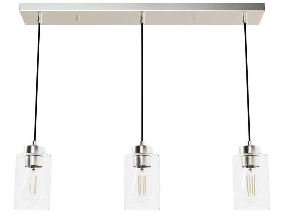 Hartland 3-Light Brushed Nickel Cylinder Island Pendant