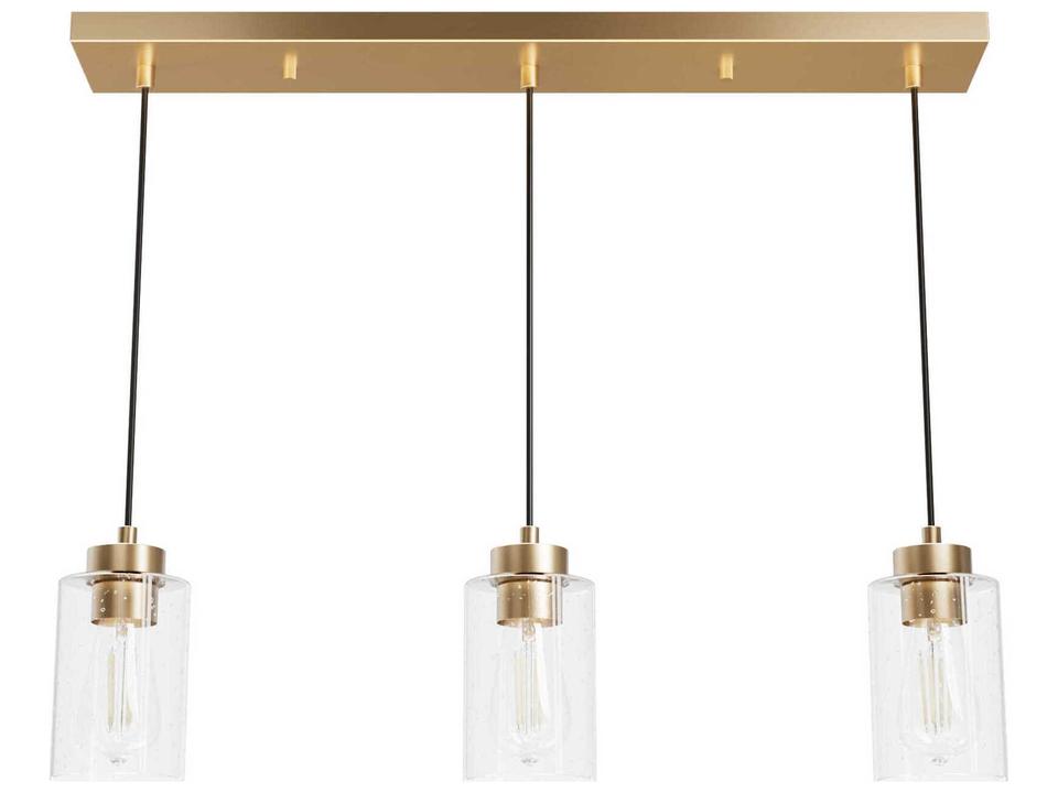 Hartland 3-Light Alturas Gold Brass Cylinder Island Pendant