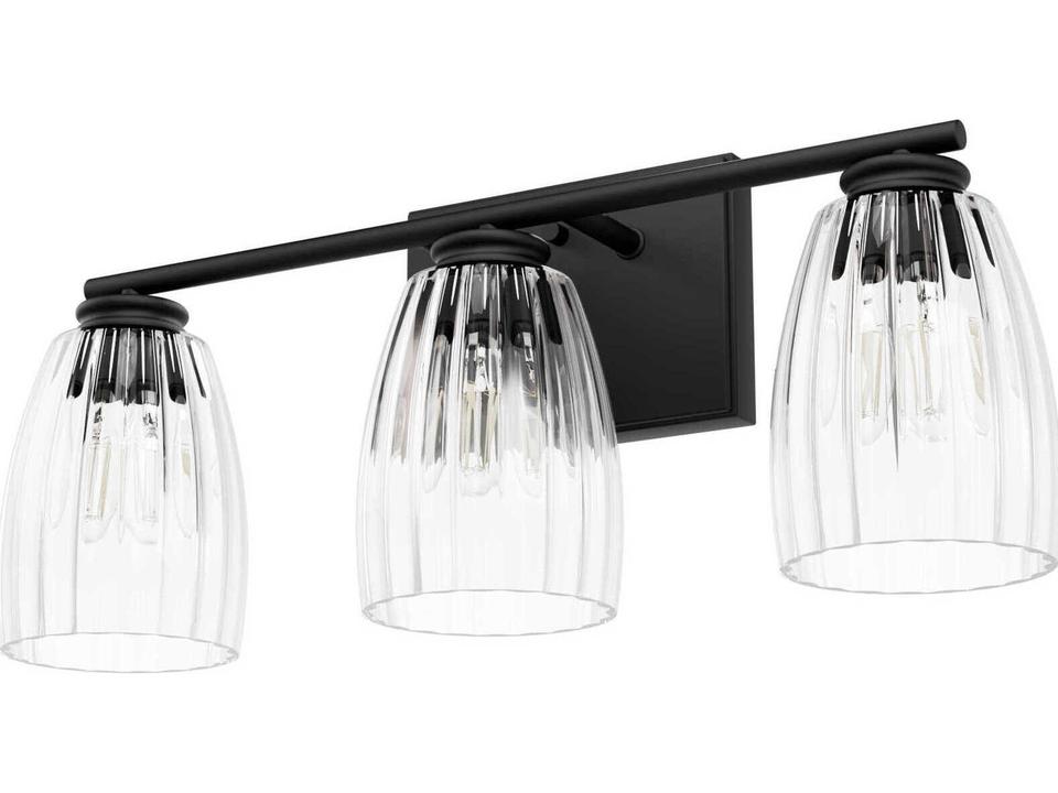 Rossmoor 3-Light Matte Black Vanity Light