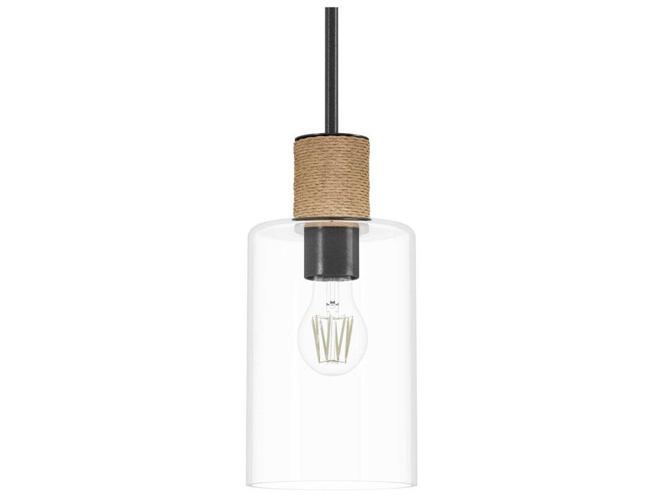 Vanning 1-Light Noble Bronze Natural Sisal Rope Black Cylinder Mini Pendant