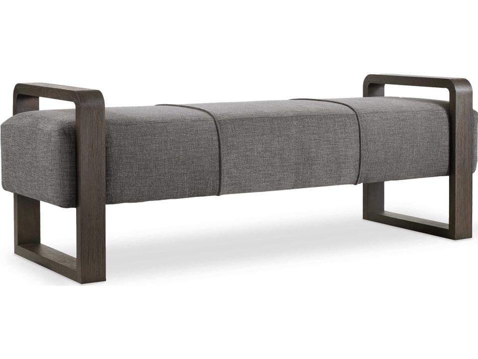 Curata Upholstered Bench in Midnight Finish with Graphite Gray Fabric