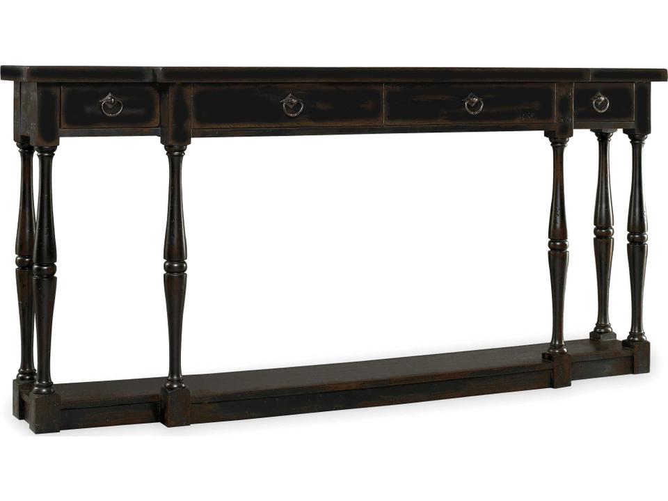 Sanctuary Four-Drawer Thin Console Table in Ebony