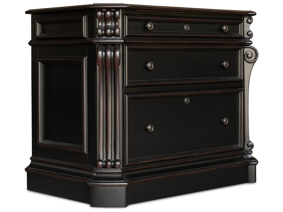 Telluride Lateral File Cabinet in Black with Nailhead Trim