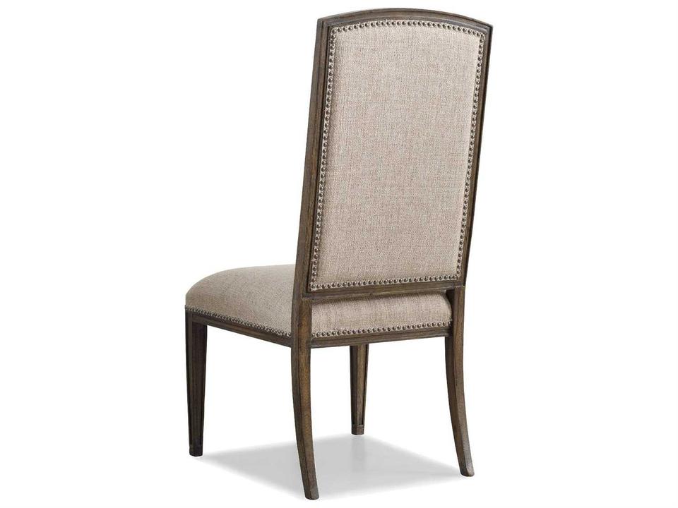 Rhapsody Upholstered Dining Side Chair in Aurora Ecru with Rustic Walnut Finish
