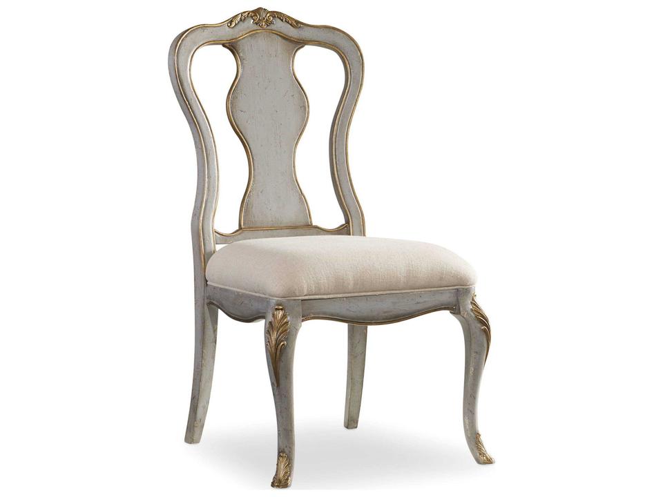Palisade French Style Desk Chair in Gray with Linen Natural Upholstery