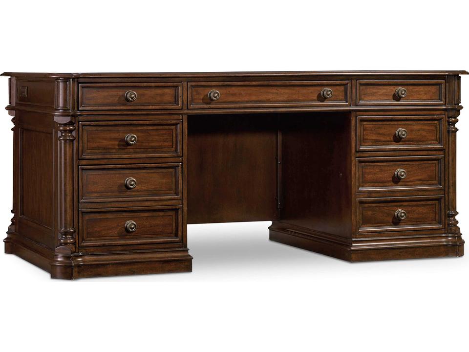 Heritage Rich Dark Wood Brown Mahogany Executive Desk