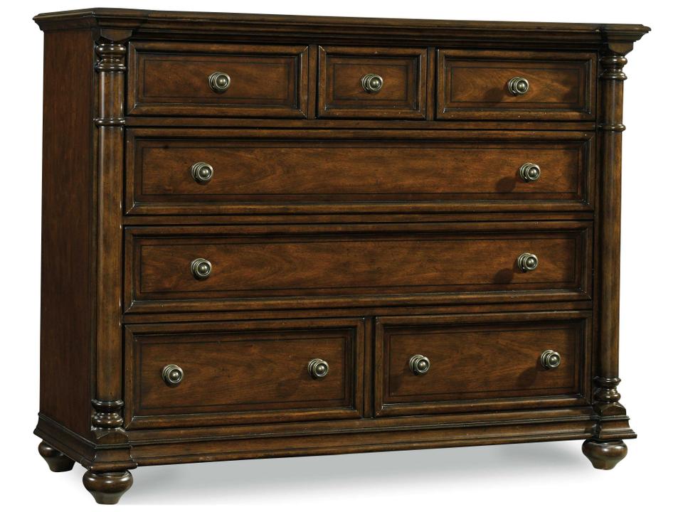 Heritage Bureau 7-Drawers Brown Mahogany Wood Double Dresser