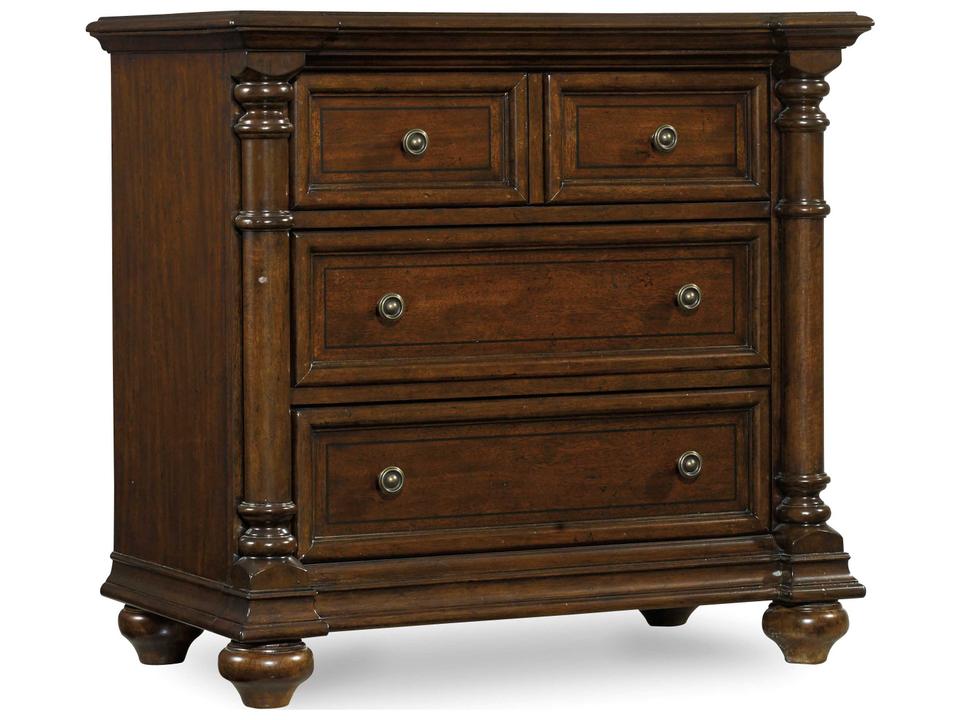 Heritage 3-Drawers Brown Mahogany Wood Nightstand