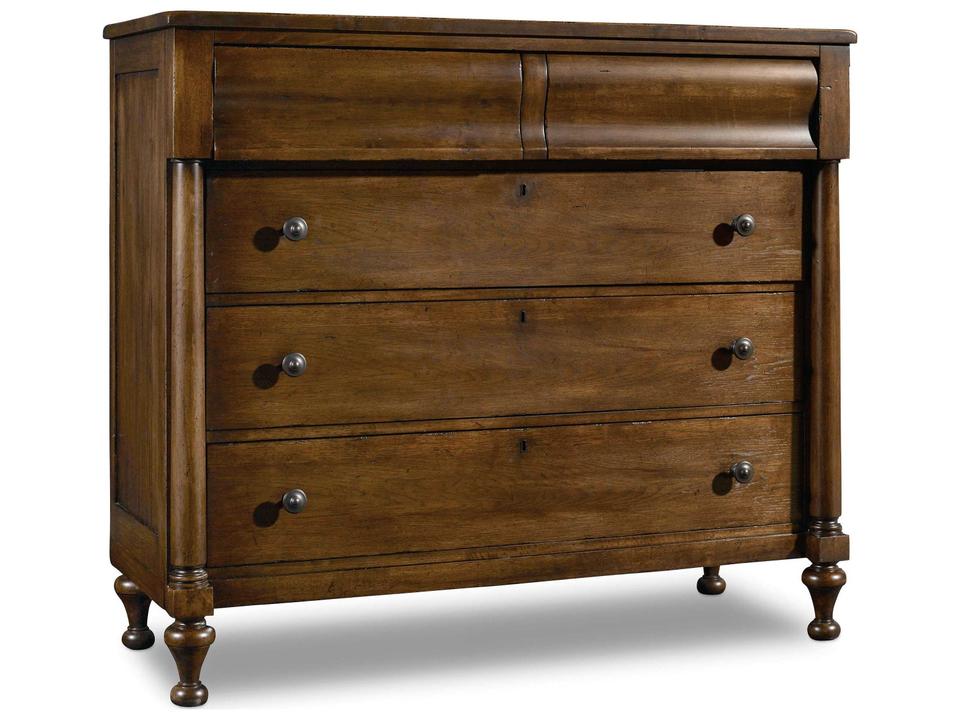 Heritage Bureau 5-Drawers Brown Rubberwood Dresser
