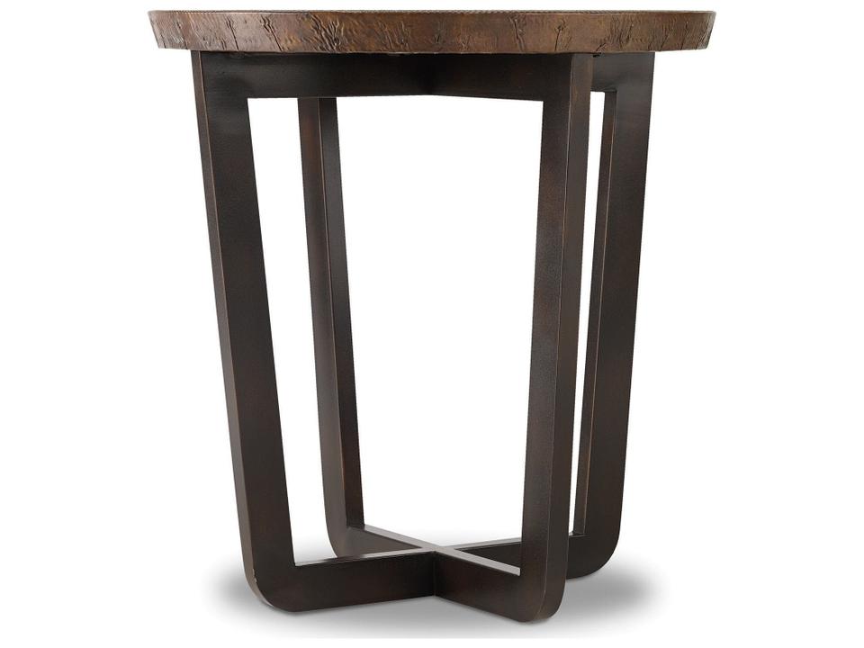 Parkcrest Round End Table with Aged Copper Top and Dark Metal Base