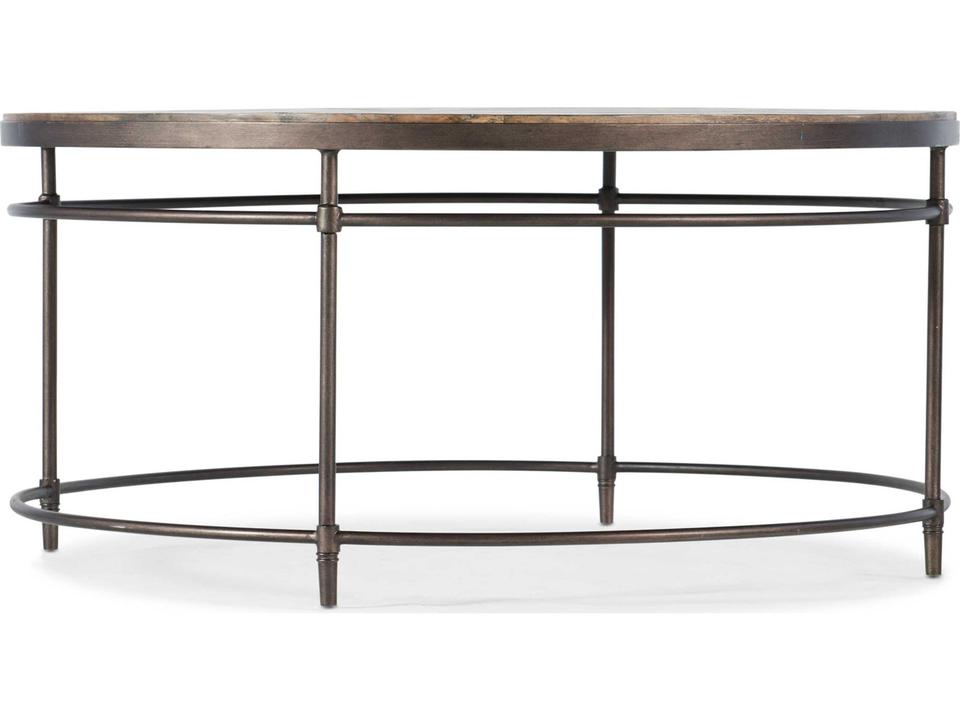 St Armand Round Coffee Table in Light Wood and Metal