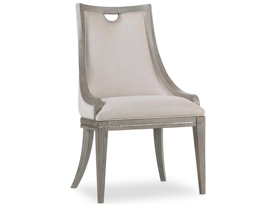 Sanctuary Upholstered Dining Side Chair in Epoque Finish with Shimmering Boucle Fabric