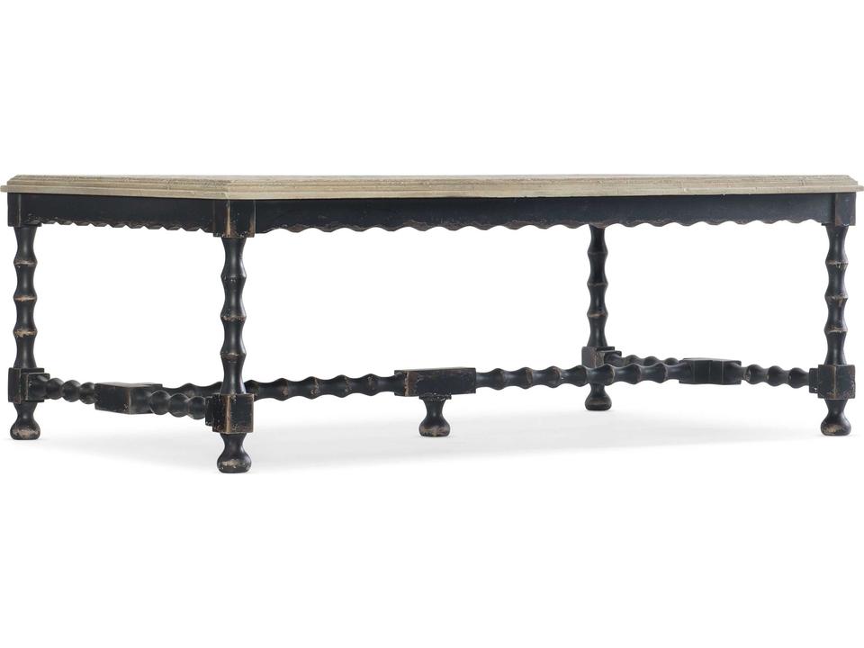 Ciao Bella Rectangle Coffee Table with Black Base and Flaky White Top