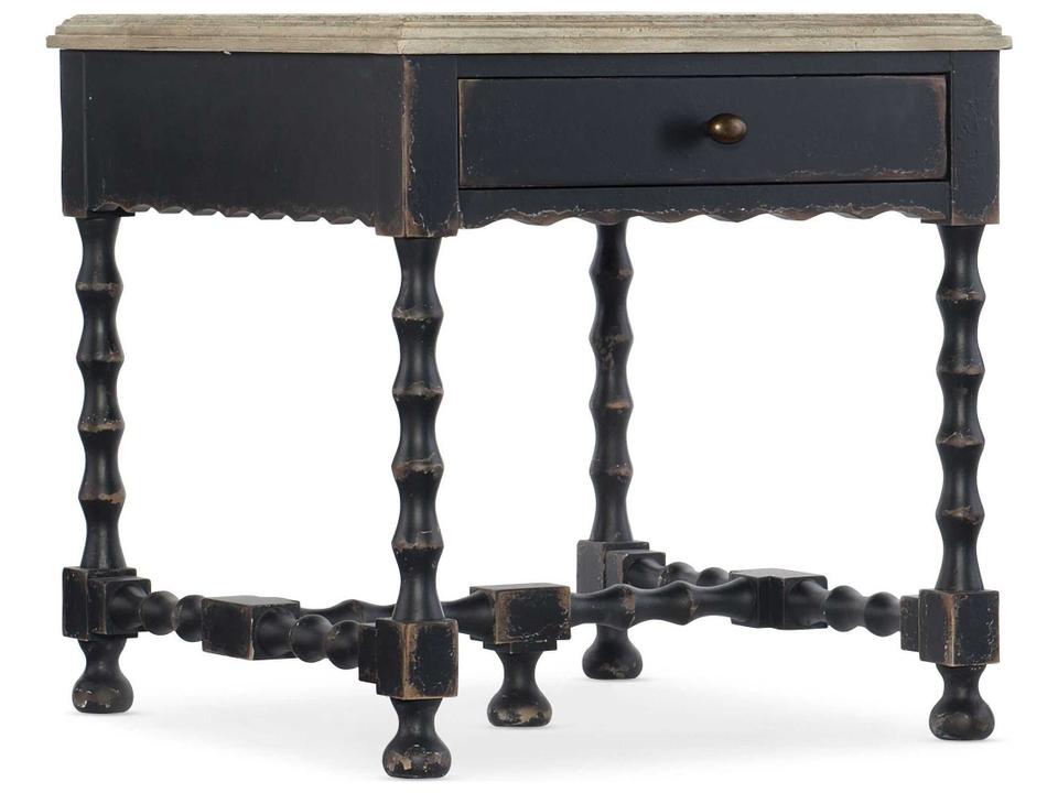 Ciao Bella Rectangular End Table in Flaky White and Black