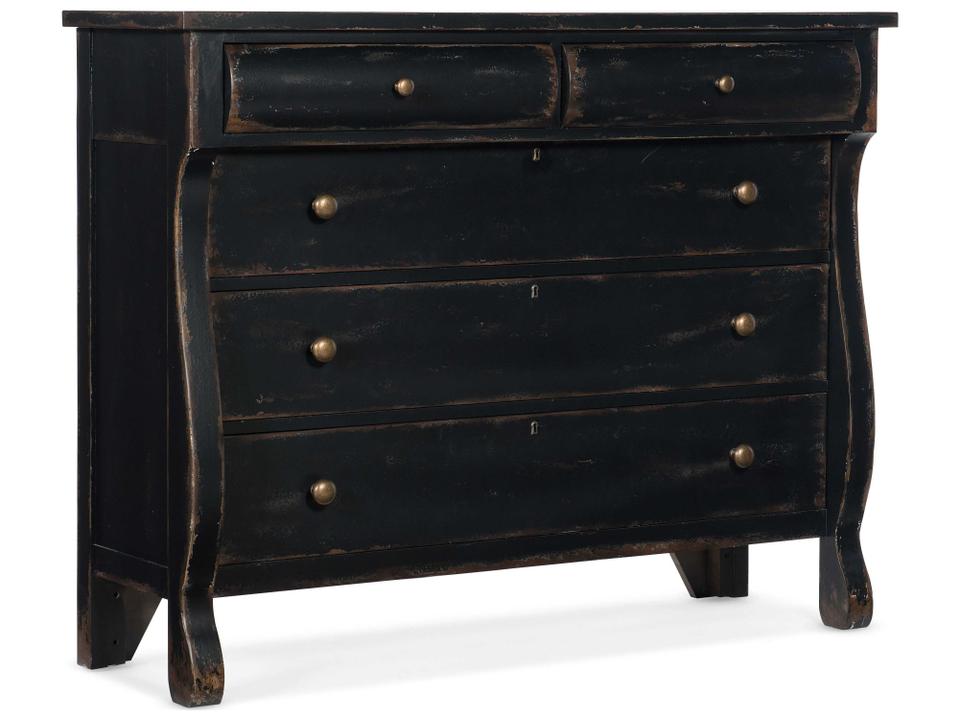 Ciao Bella Five-Drawer Bureau in Distressed Black Finish