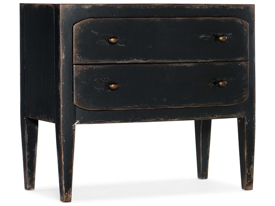 Ciao Bella Two-Drawer Nightstand in Distressed Black with USB Port
