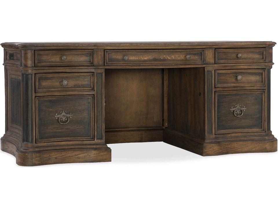 St. Hedwig Executive Desk Hill Country Two-Tone Rustic Finish