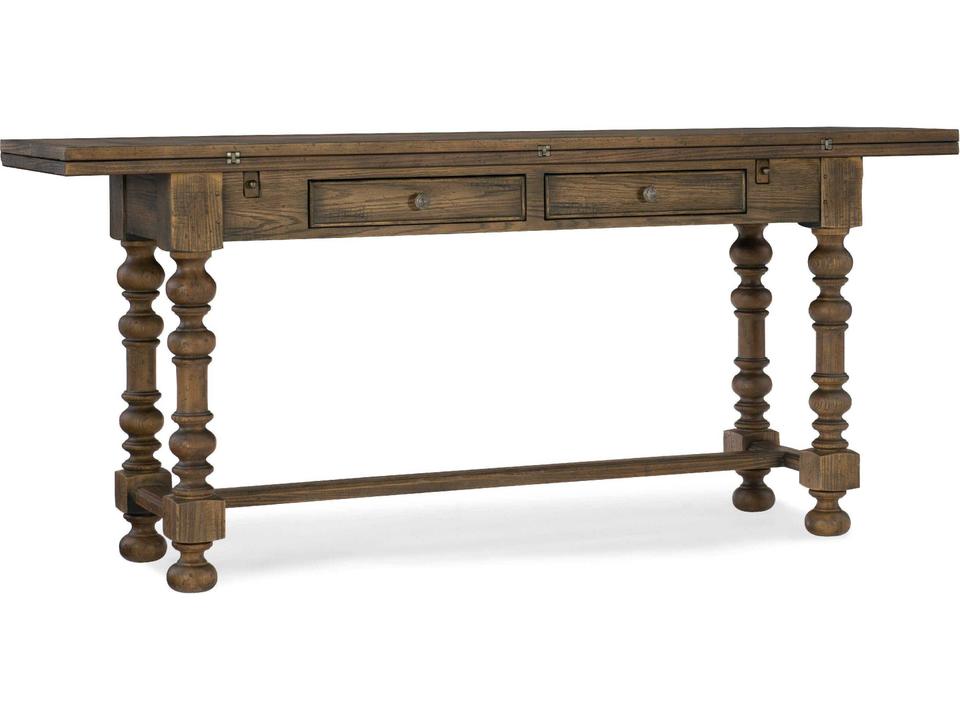 Hill Country Bluewind Flip-Top Console Table in Timeworn Saddle Brown