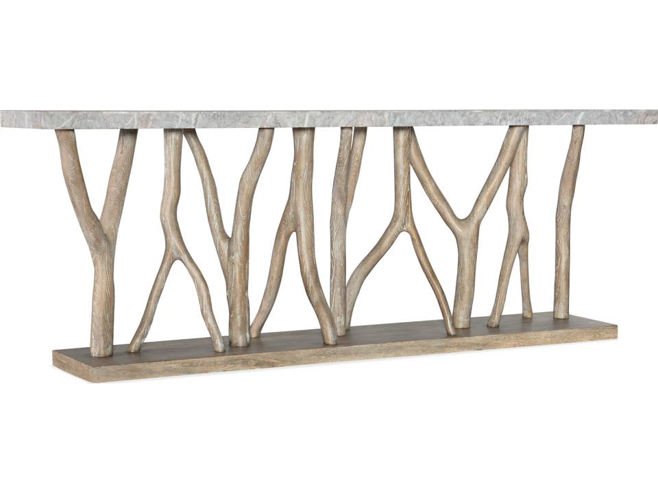 Surfrider Console Table with Stone Veneer Top and Tree Branch Base