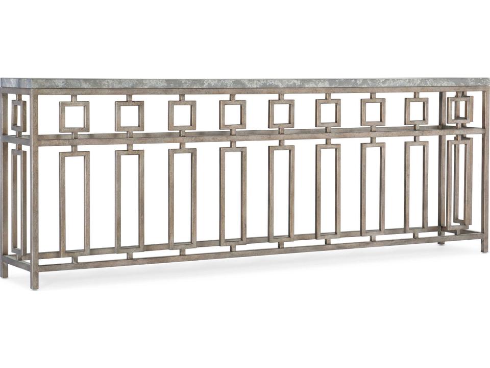 Alfresco Lapilli 88-Inch Rectangle Console Table in Champagne Metal and Stone