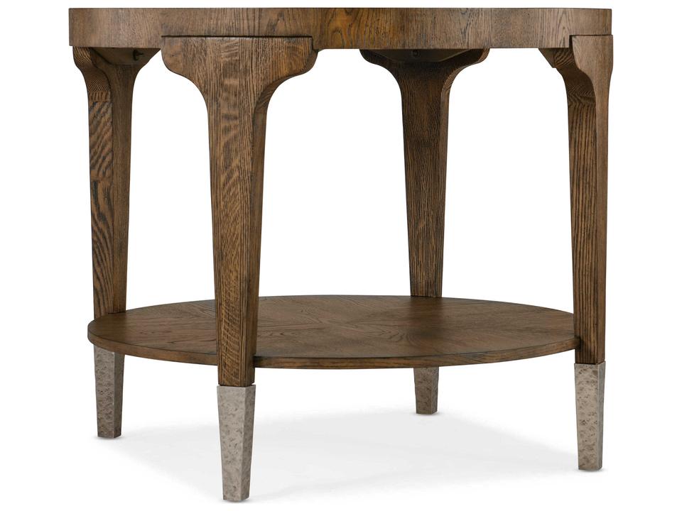 Chapman Round Side Table in Sorrel Oak and Pewter