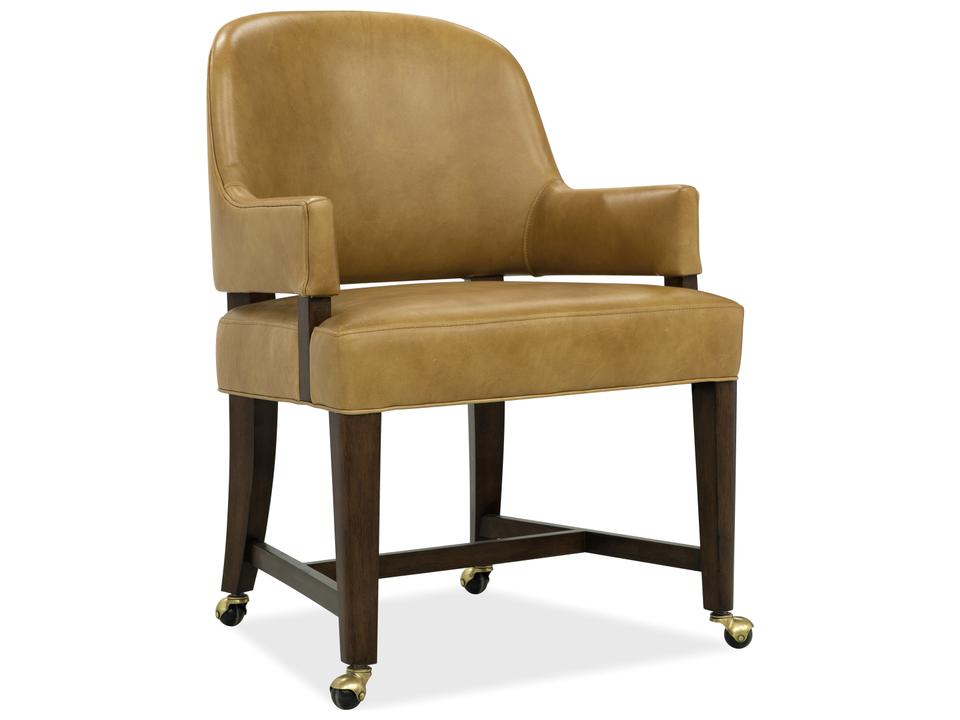 Archives Leather Game Chair with Casters in Classic Walnut
