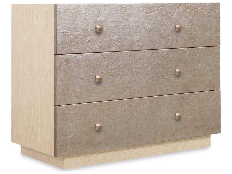 Westwood 3-Drawer Oak Wood Dresser with Silver Leaf Accents