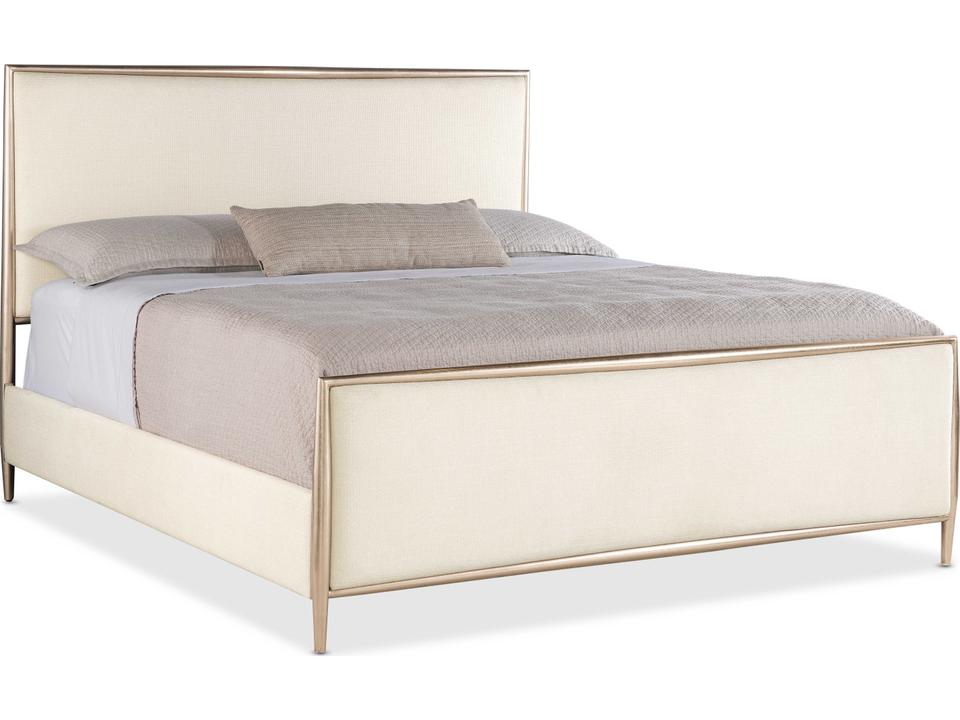 Westwood California King Panel Bed with Plated Radiance Metal Frame and Trendy Snow Fabric