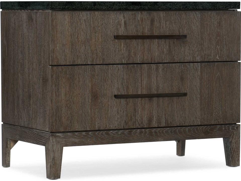 Heritage San Marcos Stone Top 2-Drawers Brown Oak Wood Nightstand